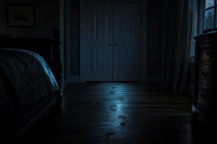 Impronte umide davanti alle camere dopo la notte di San Giovanni